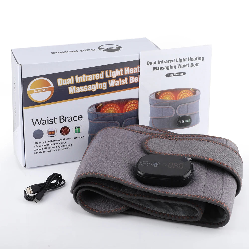 Lumbar Support Belt - Heated Vibrating Back Brace with Red Light