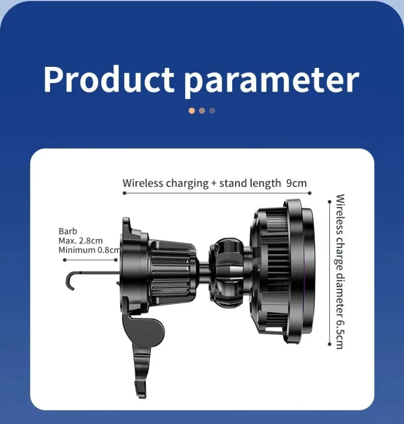 Magnetic Wireless Car Charger 15W - Cooling Fan iPhone Mount