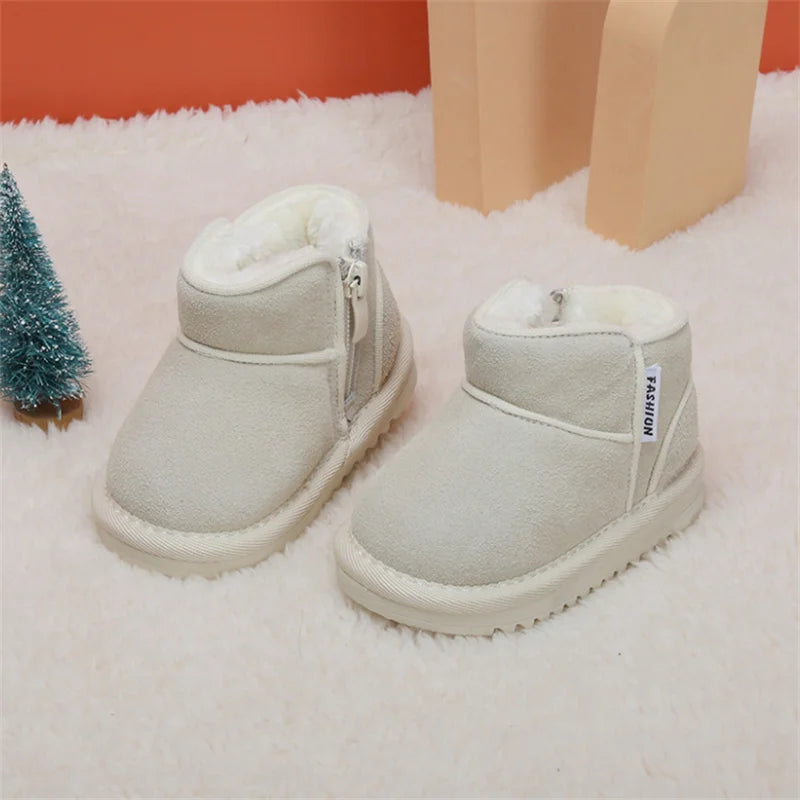 Baby Winter Snow Boots - Warm Plush Leather Ankle Boots