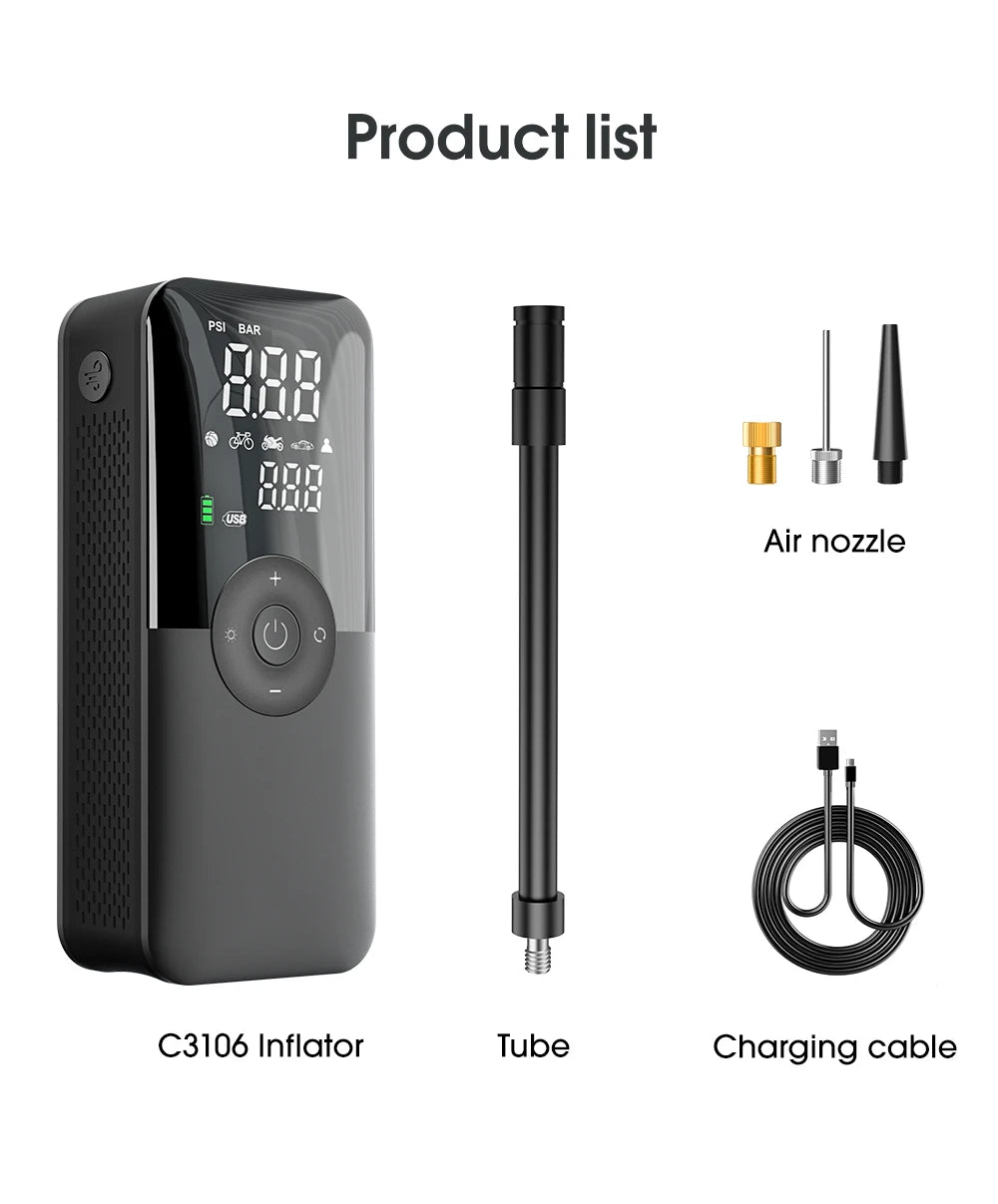 Cordless Tire Inflator - Digital Display 150PSI Car Pump