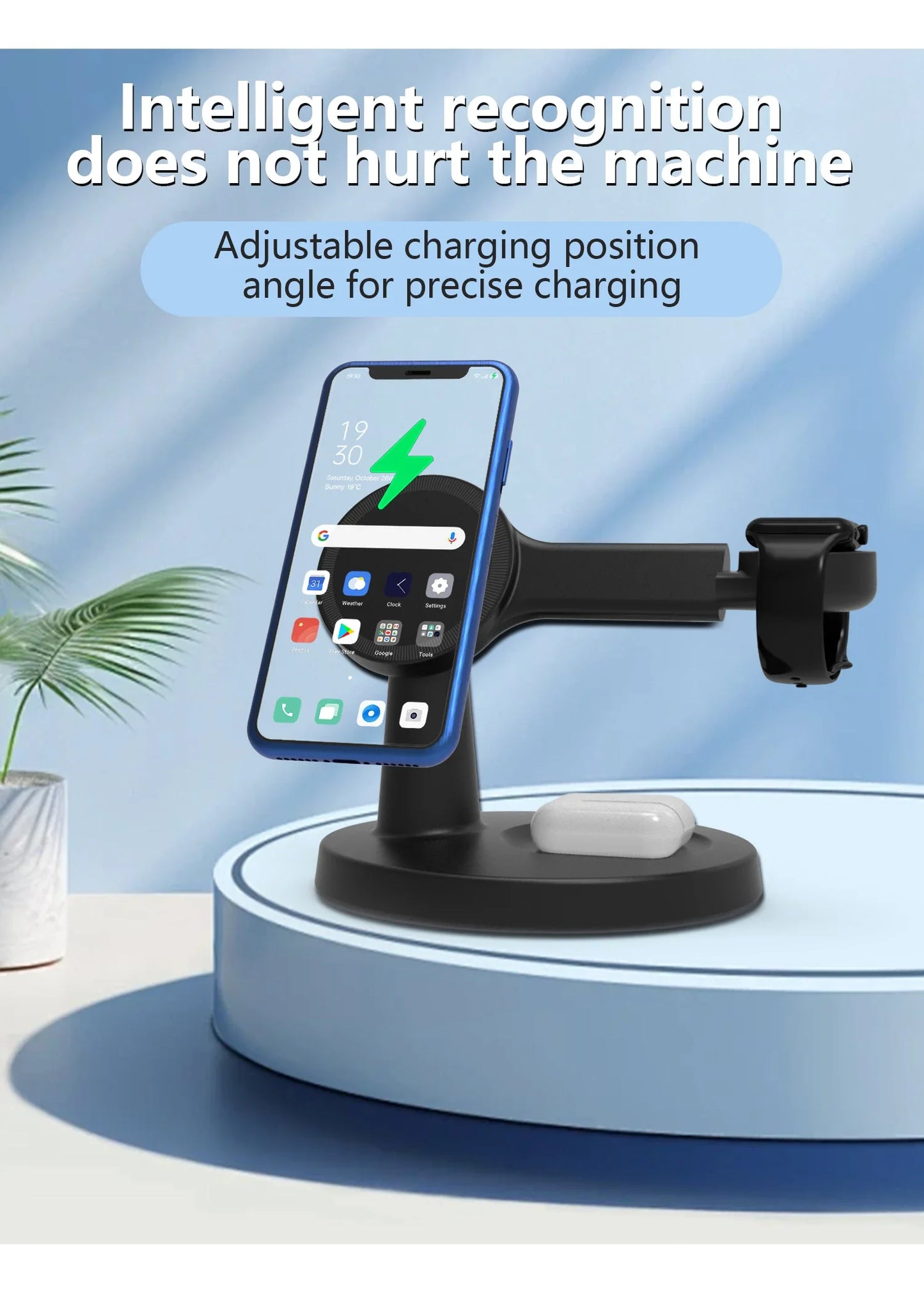 3 In 1 Magnetic Wireless Charger Stand For Magsafe iPhone 16 15 14 13 Pro Max Apple Watch 9 8 AirPods Pro Fast Charging Station