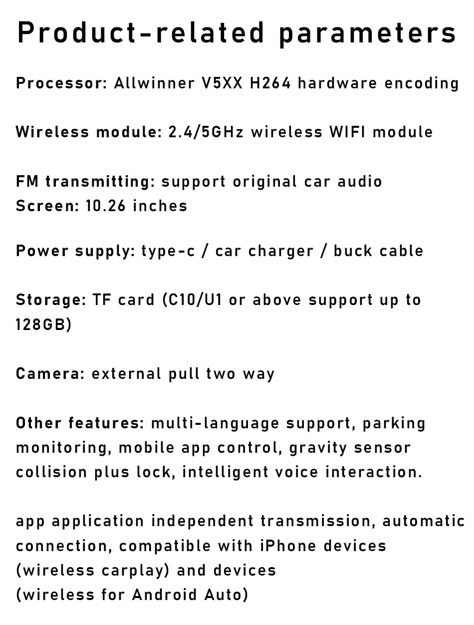10.26" Carplay Screen for Car,Wireless CarPlay & Android Auto Multimedia Video Player,Universal Car Radio,BT AUX FM Car Stereo
