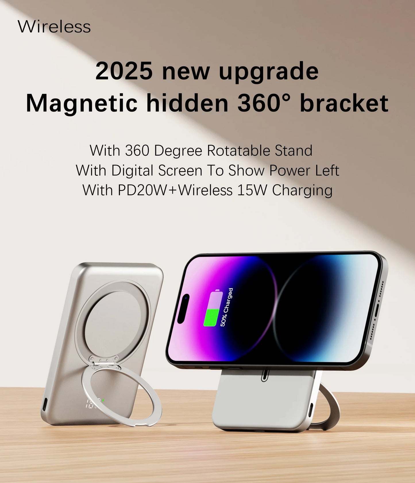 10,000mAh MagSafe Power Bank - Wireless Charging Stand 20W