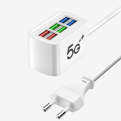 6-Port USB Charging Station - Desktop Hub with Fast Charging