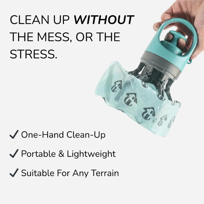 Dog Poop Scooper with Waste Bags - 6-Claw Portable Design