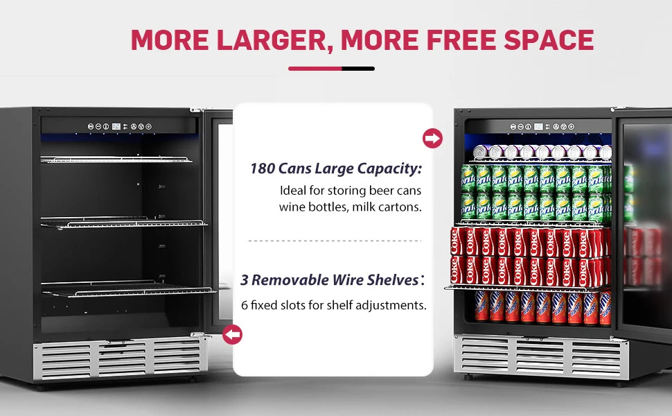 24 Inch Beverage Fridge - 180 Can Built-in Under Counter