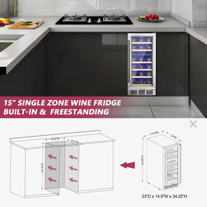 Wine Fridge 33 Bottles - Dual Zone Temperature Control 15 Inch