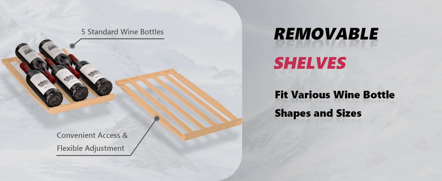 Wine Fridge 33 Bottles - Dual Zone Temperature Control 15 Inch