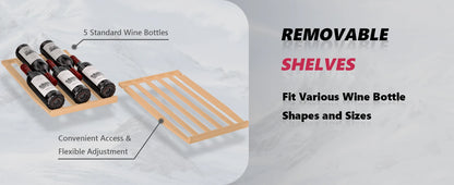 Wine Fridge 33 Bottles - Dual Zone Temperature Control 15 Inch