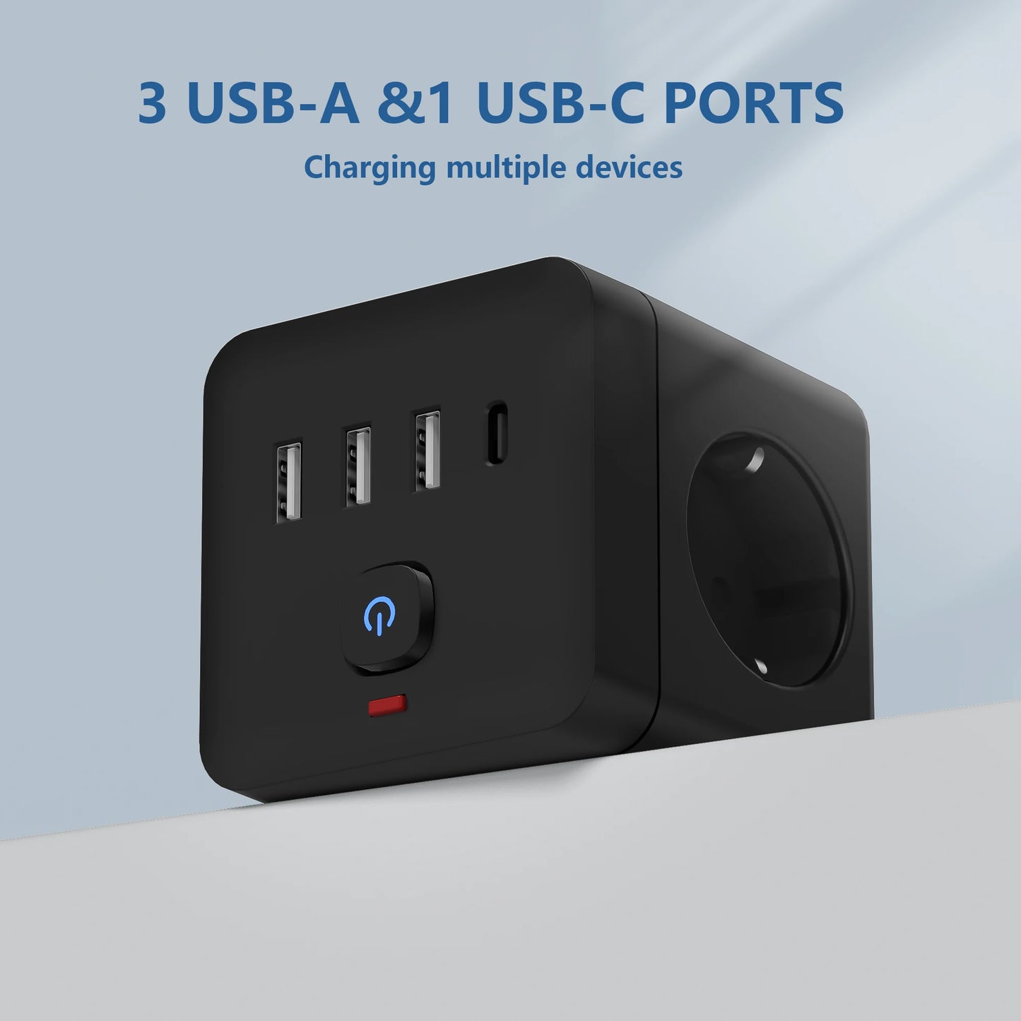 Power Strip 7-in-1 Desktop - 3 AC Outlets 3 USB Type-C Surge