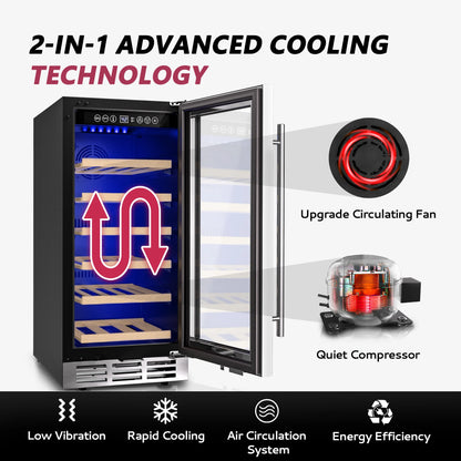 Wine Fridge 33 Bottles - Dual Zone Temperature Control 15 Inch