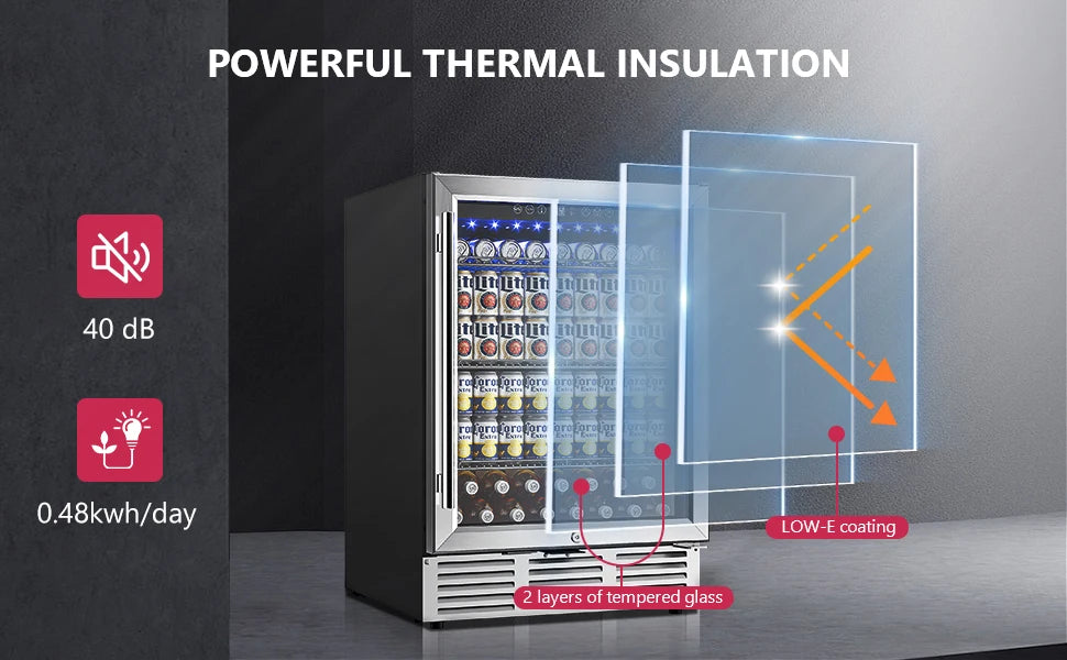 24 Inch Beverage Fridge - 180 Can Built-in Under Counter