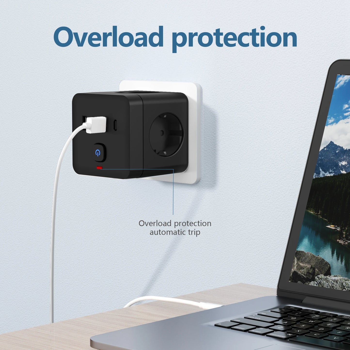 Power Strip 7-in-1 Desktop - 3 AC Outlets 3 USB Type-C Surge