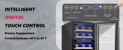 Wine Fridge 33 Bottles - Dual Zone Temperature Control 15 Inch