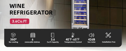 Wine Fridge 33 Bottles - Dual Zone Temperature Control 15 Inch