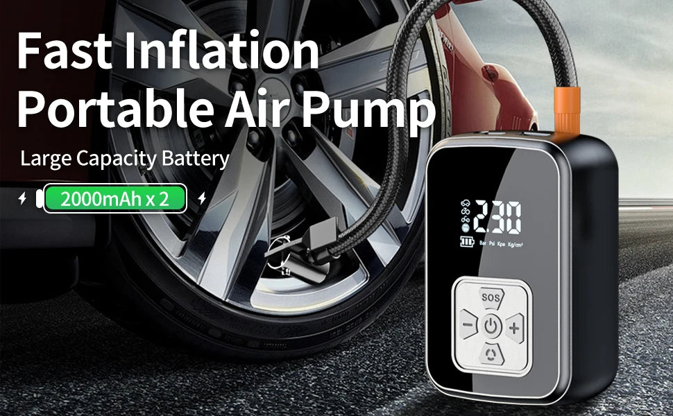 Portable Car Tyre Inflator - Electric Air Pump with Digital Display