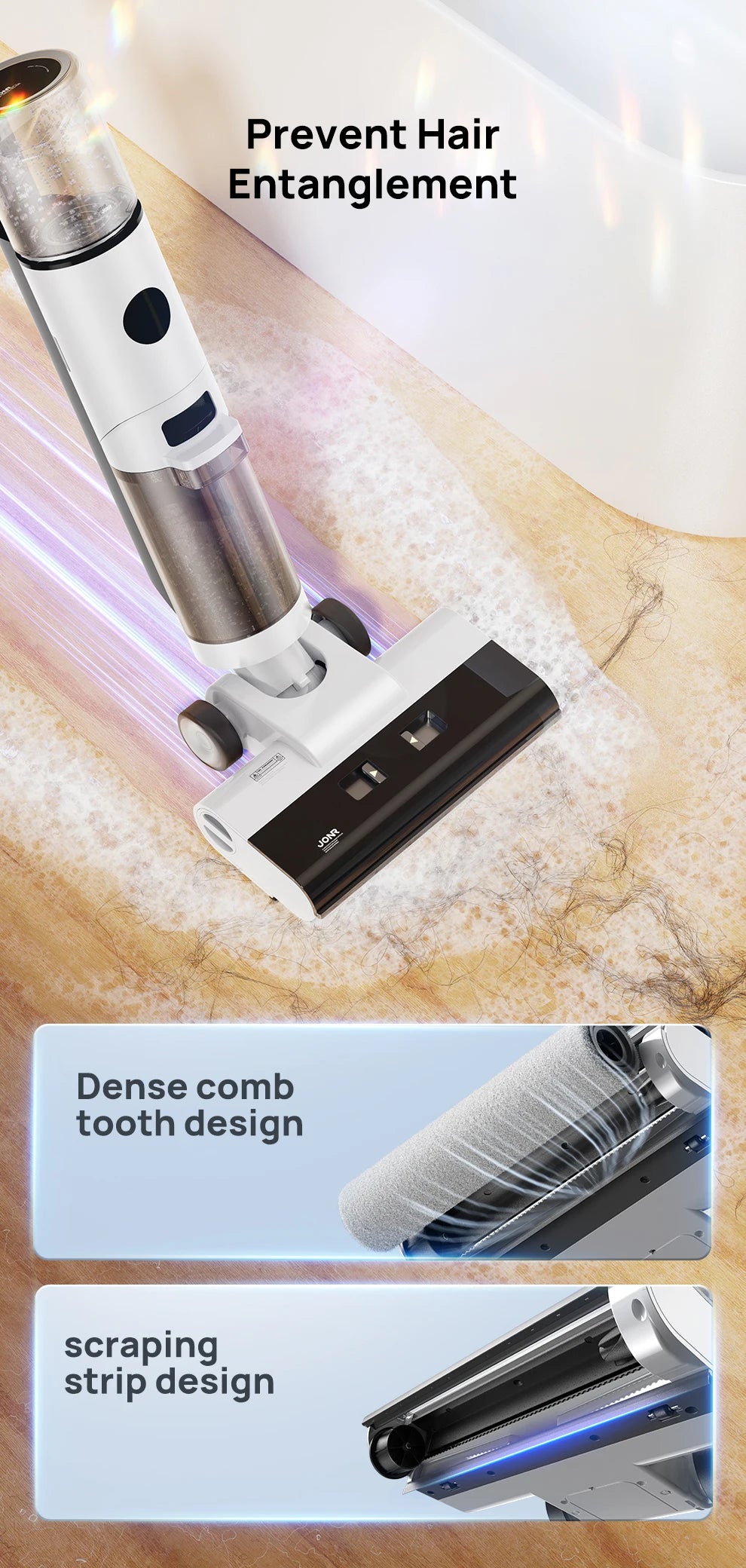 Wet Dry Cordless Vacuum Mop - 200W Smart Floor Cleaner