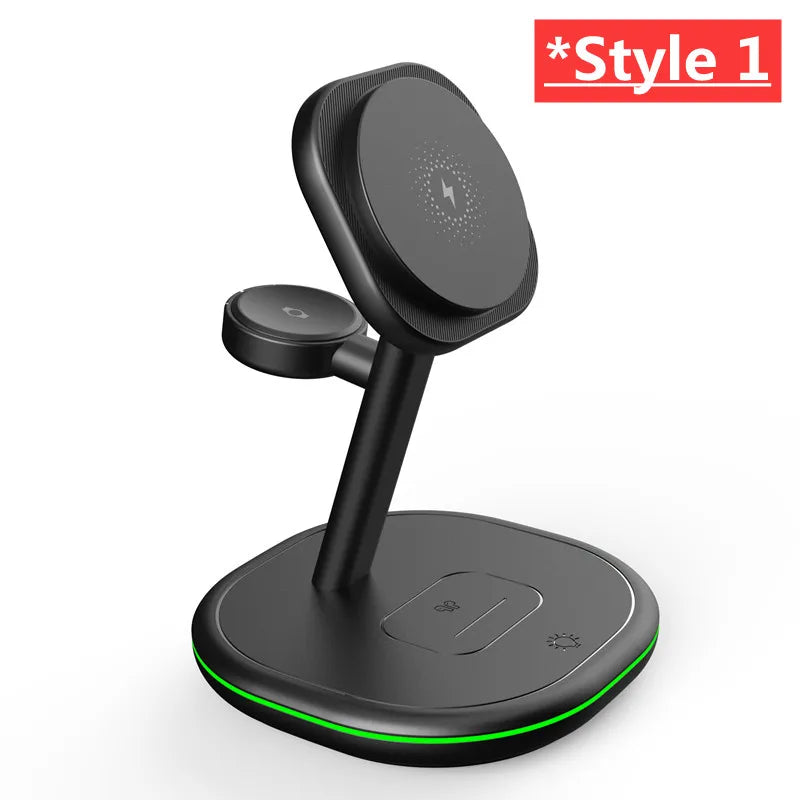 3 In 1 Magnetic Wireless Charger Stand For Magsafe iPhone 16 15 14 13 Pro Max Apple Watch 9 8 AirPods Pro Fast Charging Station