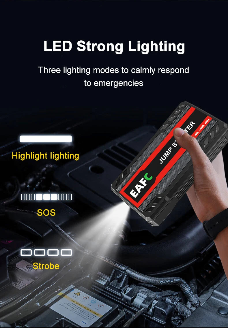 Car Jump Starter 600A 12V - 12000mAh Power Bank LED Light