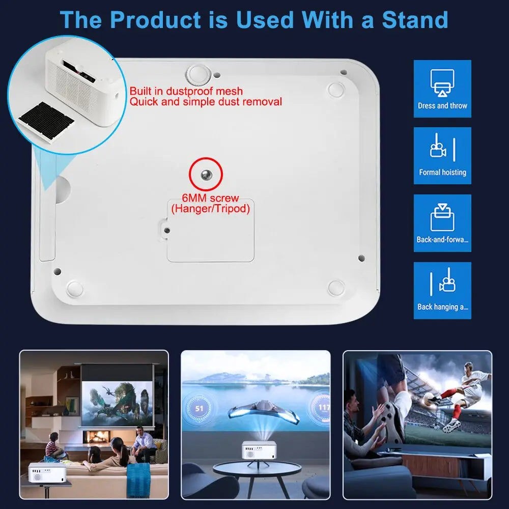 Portable Mini Projector 1080P Full HD - WiFi Android 4K Video