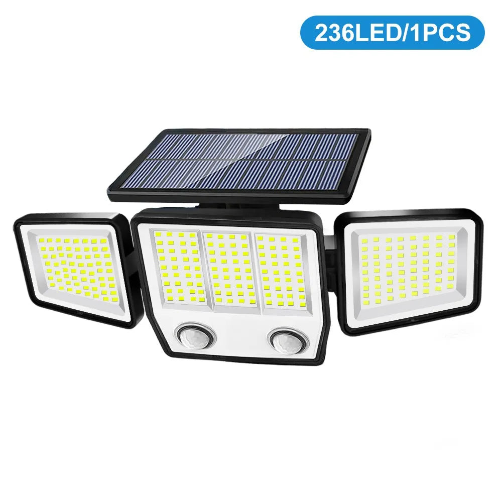 Solar Motion Sensor Lights 236 LED - Triple Head Security Light