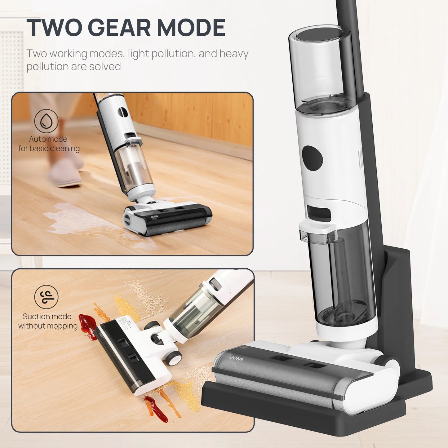 Wet Dry Cordless Vacuum Mop - 200W Smart Floor Cleaner