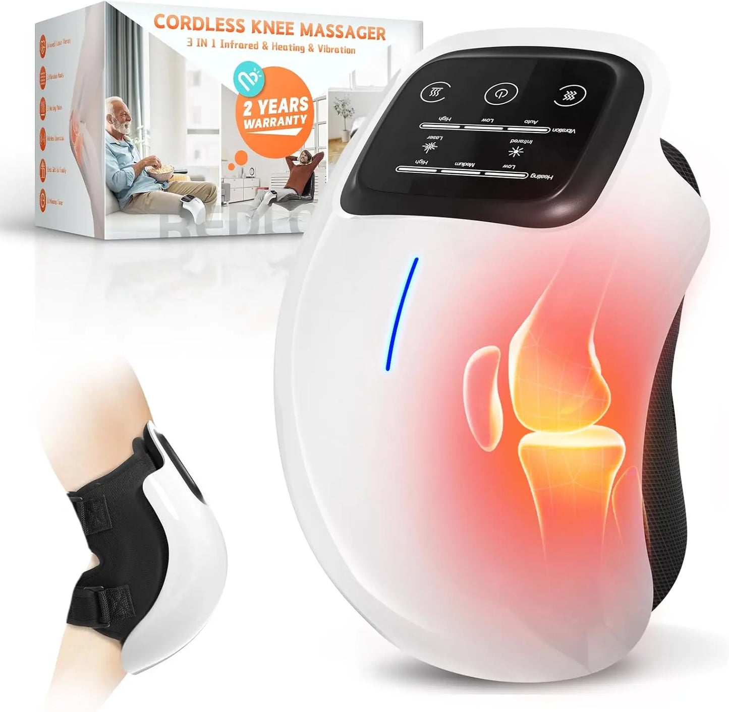Knee Massager Cordless with Heat - 3 Vibration & Temperature