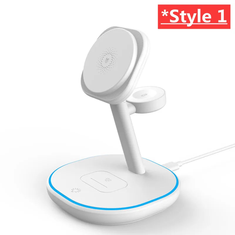 3 In 1 Magnetic Wireless Charger Stand For Magsafe iPhone 16 15 14 13 Pro Max Apple Watch 9 8 AirPods Pro Fast Charging Station