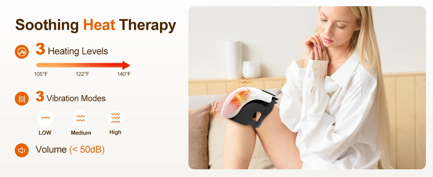 Knee Massager Cordless with Heat - 3 Vibration & Temperature