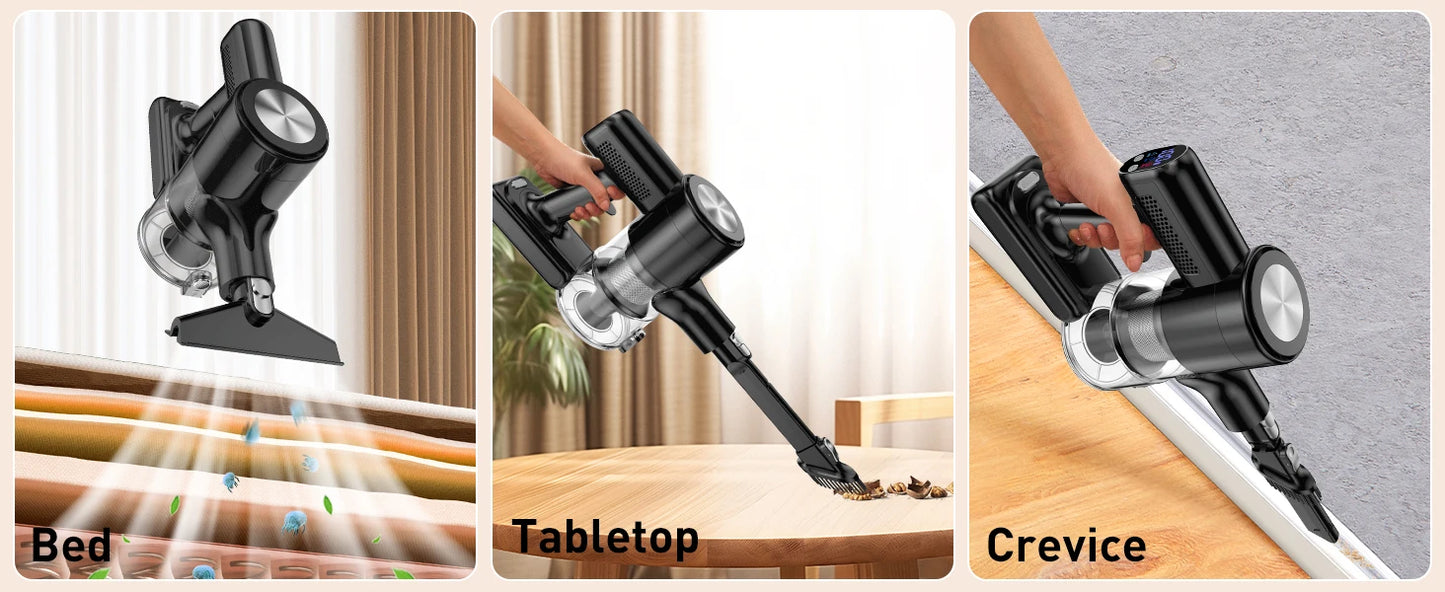 Cordless Stick Vacuum - 46kPa Suction Self-Standing Pet Hair