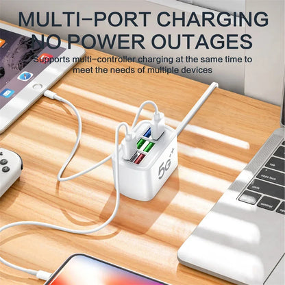 6-Port USB Charging Station - Desktop Hub with Fast Charging