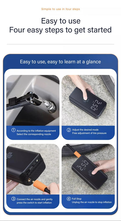 Wireless Car Tyre Inflator - Portable Air Compressor 150PSI