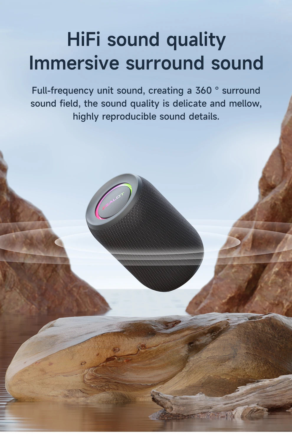 Portable Bluetooth Speaker Waterproof IPX6 - 3600mAh Battery