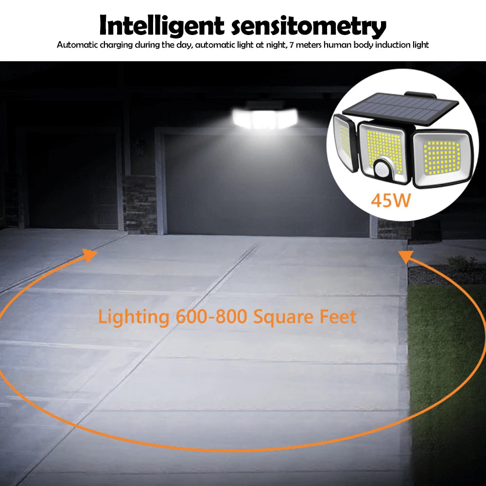 Solar Motion Sensor Lights 236 LED - Triple Head Security Light