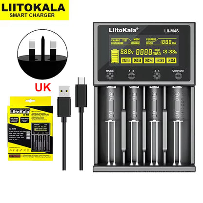 Battery Charger 4-Slot LCD - 18650 21700 26650 AA AAA Smart