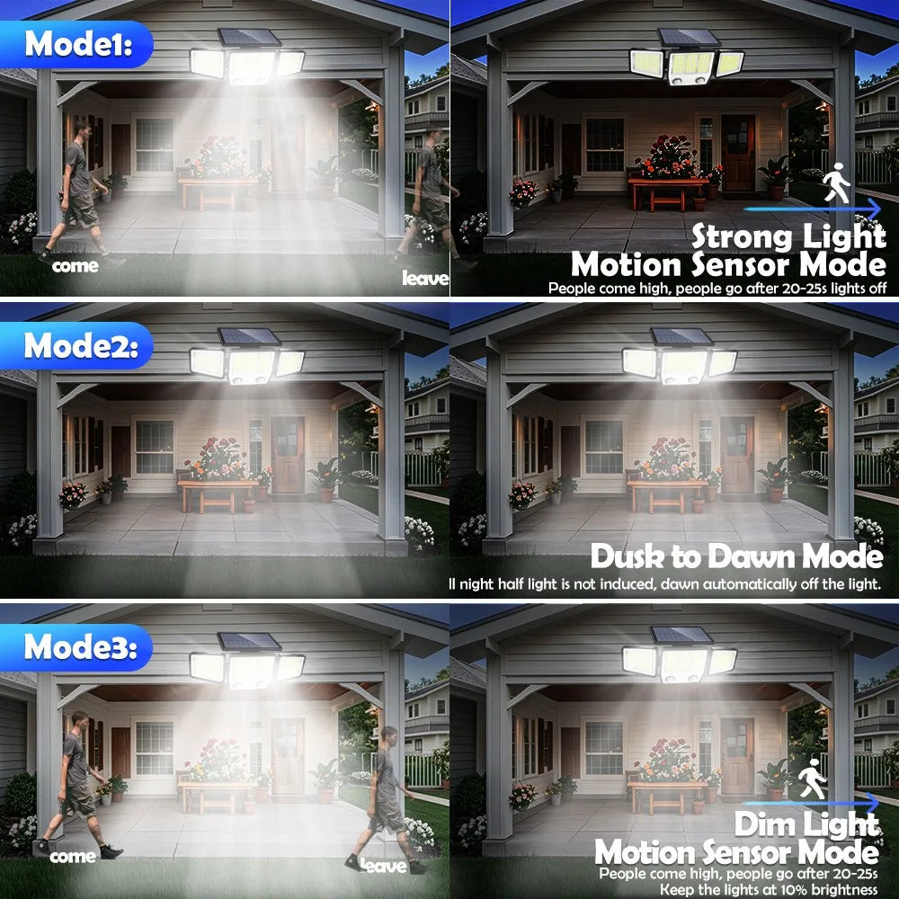 Solar Motion Sensor Lights 236 LED - Triple Head Security Light