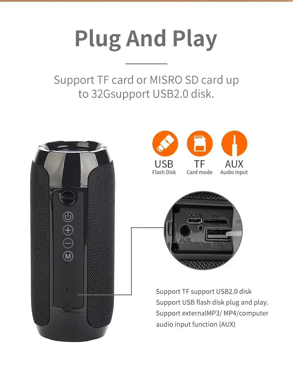 Portable Bluetooth Speaker - IPX5 Waterproof Wireless