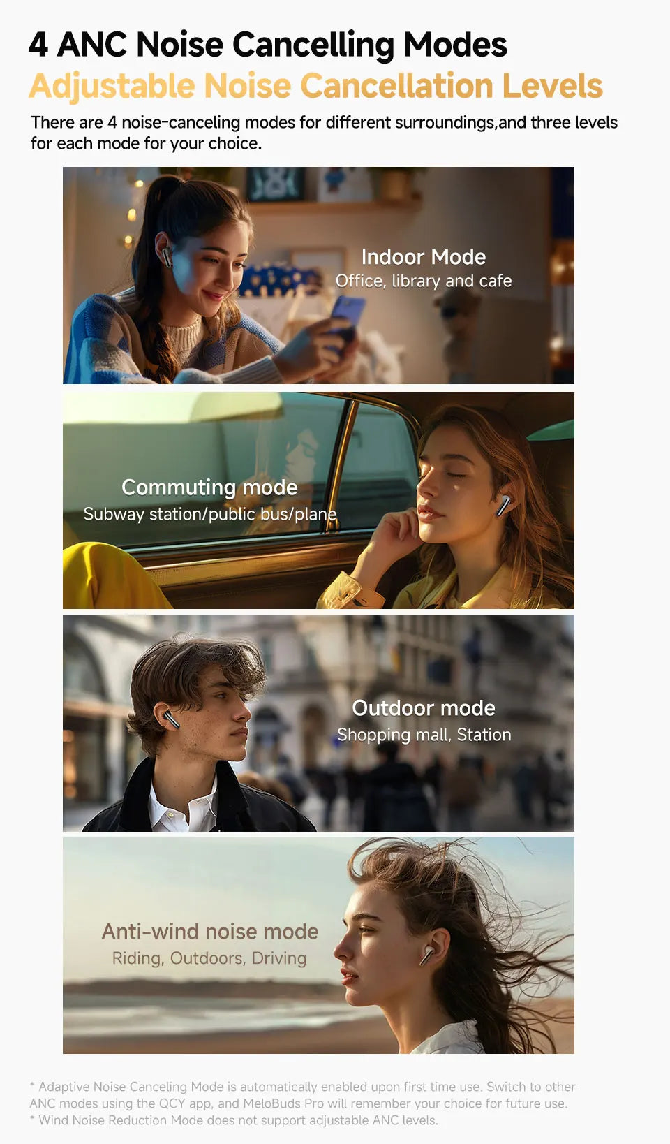 Wireless Earbuds - 46dB Active Noise Cancelling Hi-Res 34H