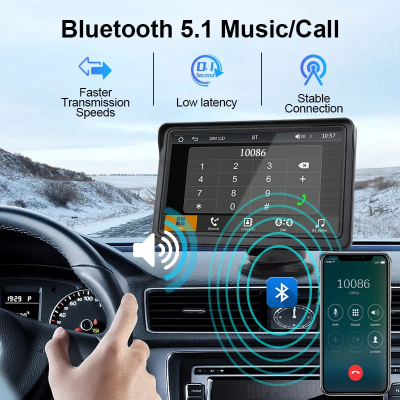 Car Stereo Screen 7 Inch - Wireless CarPlay Android Auto