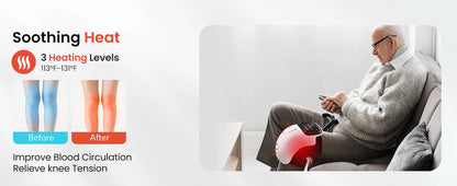 Knee Massager Cordless with Heat - 3 Vibration & Temperature