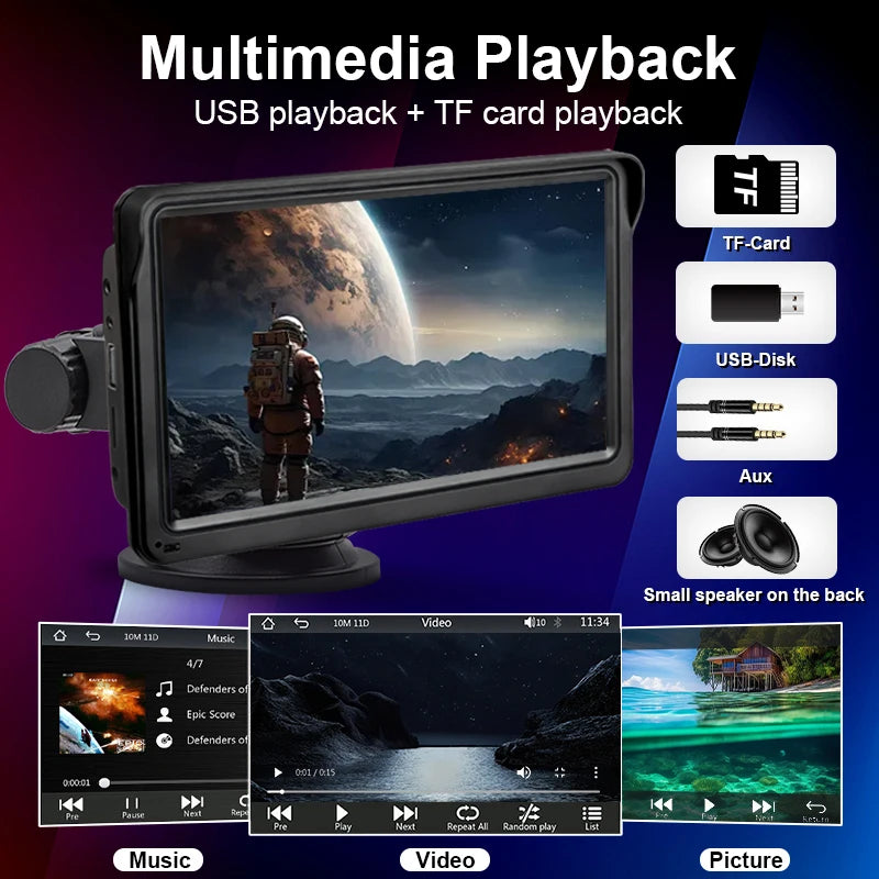 Car Stereo Screen 7 Inch - Wireless CarPlay Android Auto