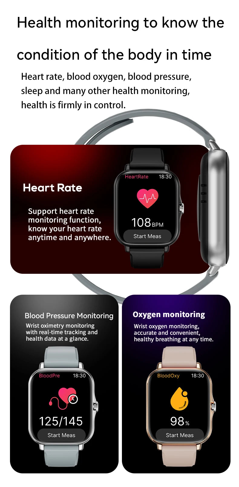 Smart Fitness Watch - Heart Rate Monitor & Bluetooth Calling
