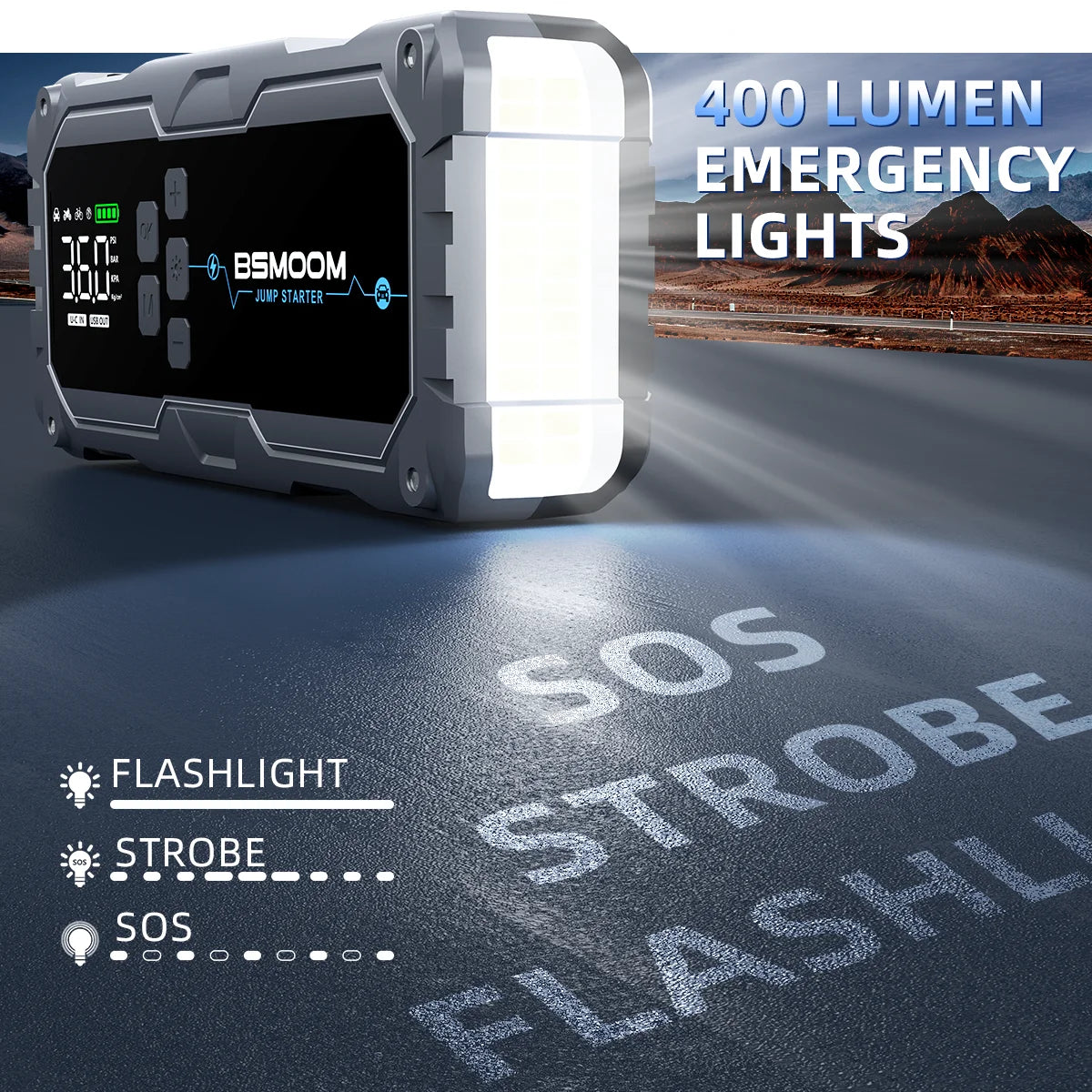 Car Jump Starter 7000A - Portable Battery Booster with Air Pump