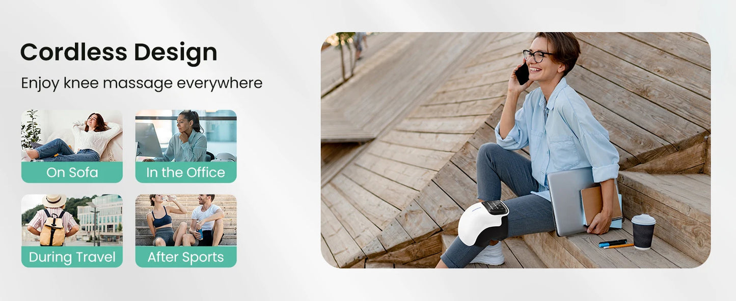 Knee Massager Cordless with Heat - 3 Vibration & Temperature