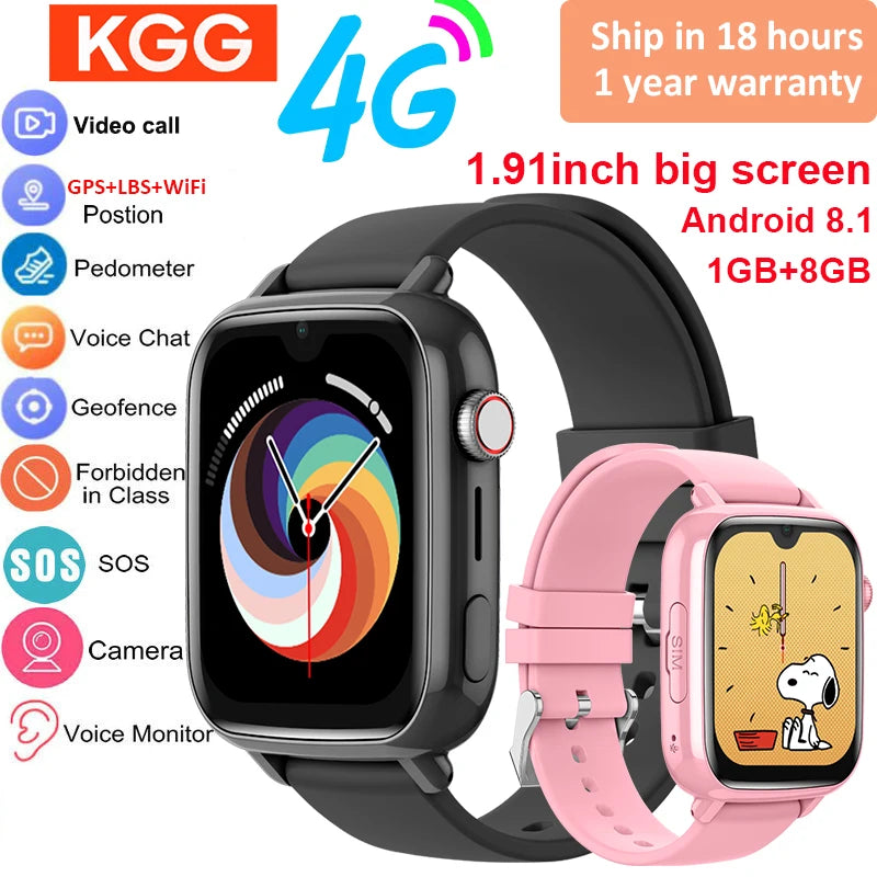 Kids GPS Smart Watch - 4G Video Calling & SOS Emergency Alert