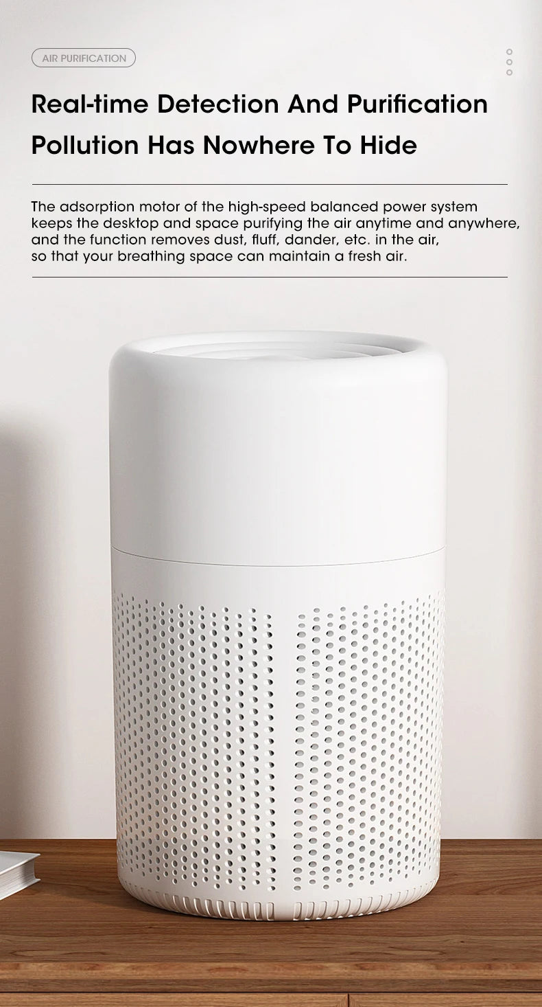Mini Desktop Air Purifier - HEPA Filter H13 USB-C Portable