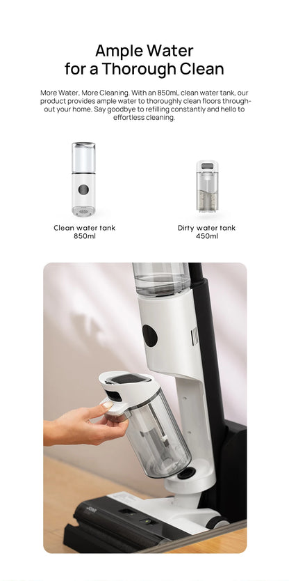 Wet Dry Cordless Vacuum Mop - 200W Smart Floor Cleaner