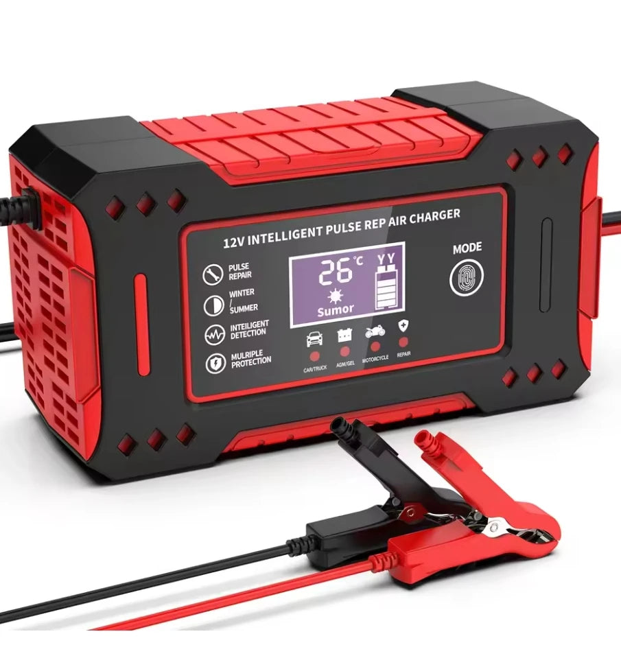 12V Car Battery Charger 6A - LCD Display Smart Repair