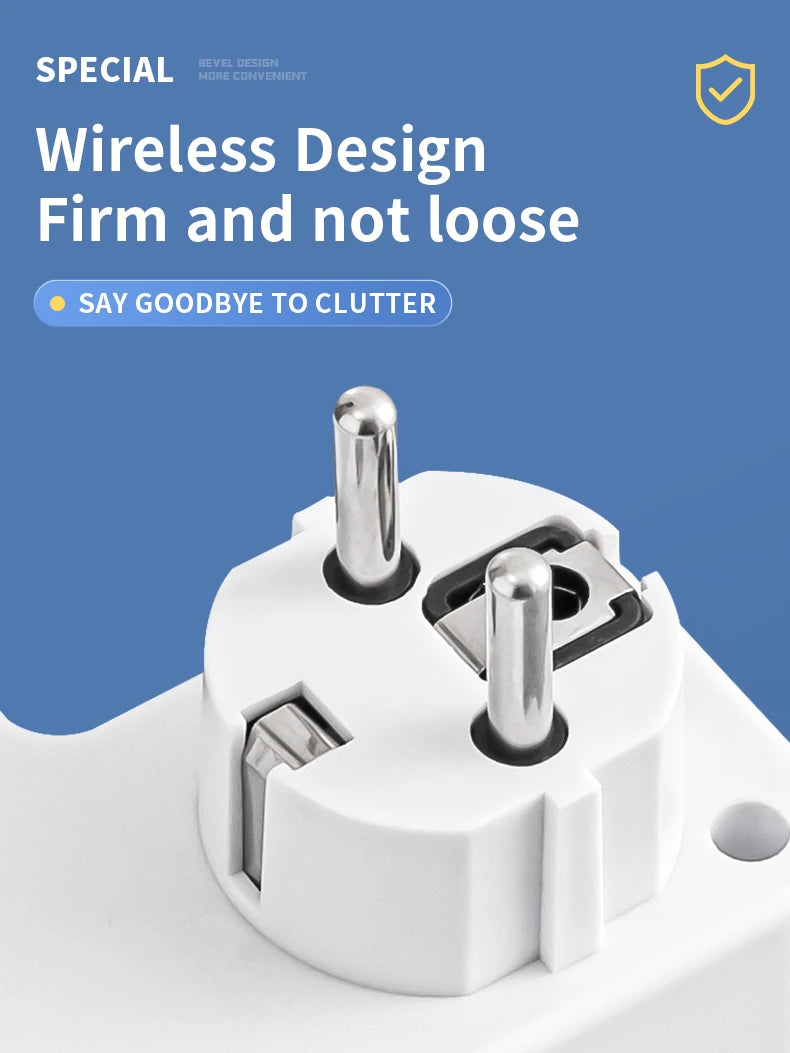 4-Socket Wall Adapter - EU Plug with USB-C & Switch