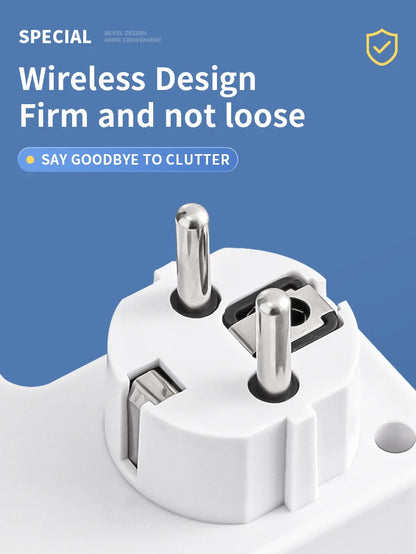 4-Socket Wall Adapter - EU Plug with USB-C & Switch